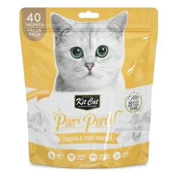 Kit Cat PurrPuree creamy cat treats, chicken and fibre, 40 x 15 g