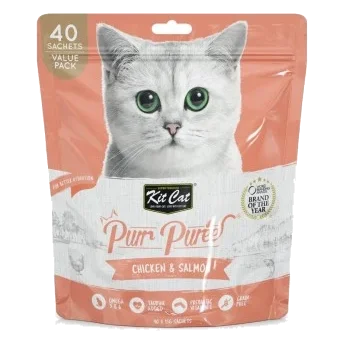 Lickable Cat Treats Kit Cat PurrPuree Chicken and Salmon 40 x 15 g