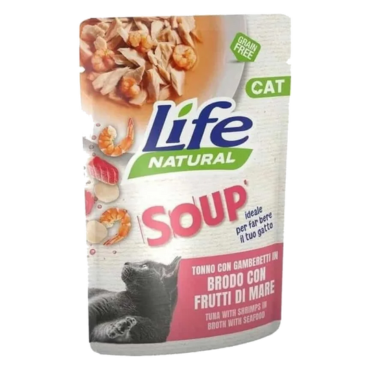 Life Cat tuna with prawns and seafood soup for cats, 60 g