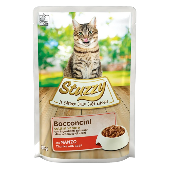 Stuzzy Cat beef wet cat food, 85 g pouch