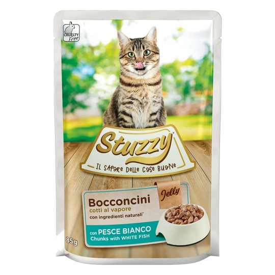 Stuzzy Cat white fish wet cat food, 85 g pouch
