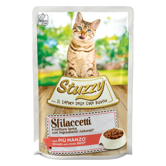 Stuzzy Cat Speciality beef wet cat food, 85 g pouch