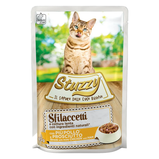 Stuzzy Cat Speciality chicken and ham wet cat food, 85 g pouch