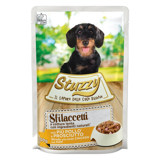 Stuzzy Speciality chicken and ham wet adult dog food, 100 g pouch