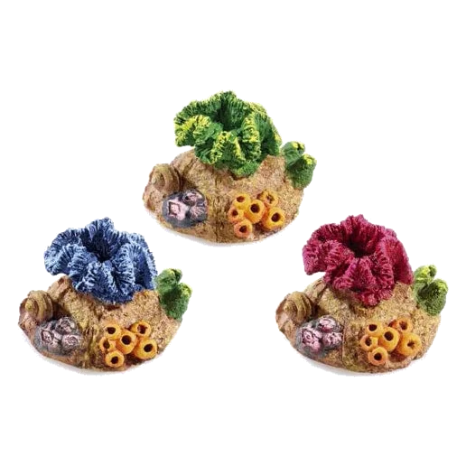 Assorted mini coral aquarium ornaments, 3 pieces
