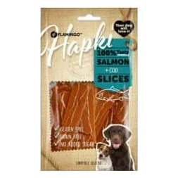 Flamingo salmon and cod strips natural dog treats, 85 g