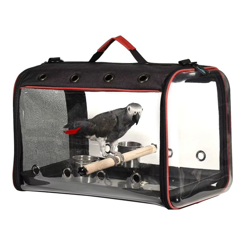Foldable bird and parrot carrier with perch 46 x 30 cm