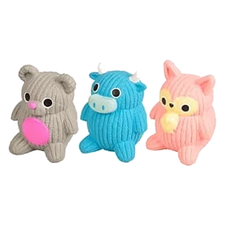 Latex cow, fox and bear dog toys, 10 cm