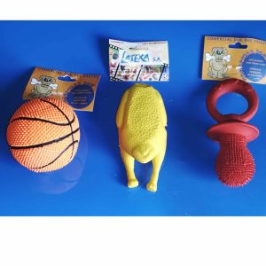 Assorted large latex dog toys, 10–16 cm (3 pieces)