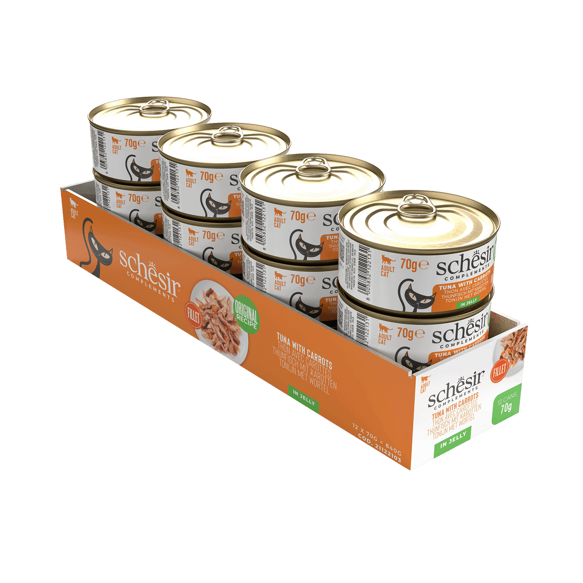 Schesir tuna with carrot in jelly wet cat food, 70 g tin – image 2
