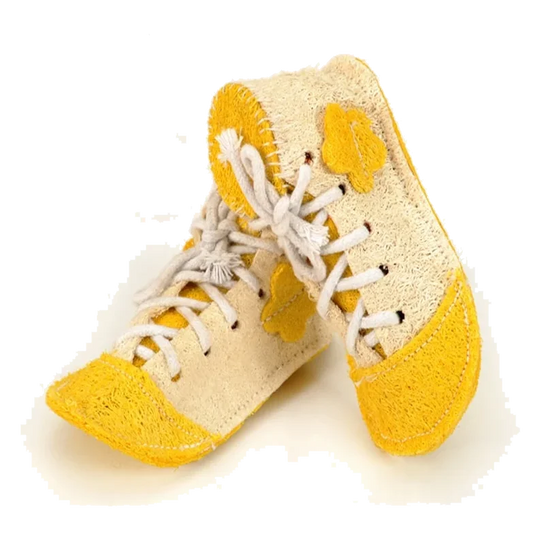 Loofah shoe dog chew toy